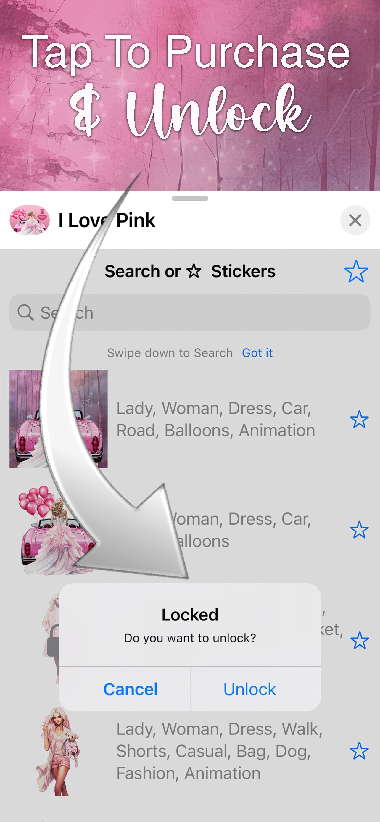 I Love Pink: iMessage Sticker Pack - Download For FREE More Than Charms Digital