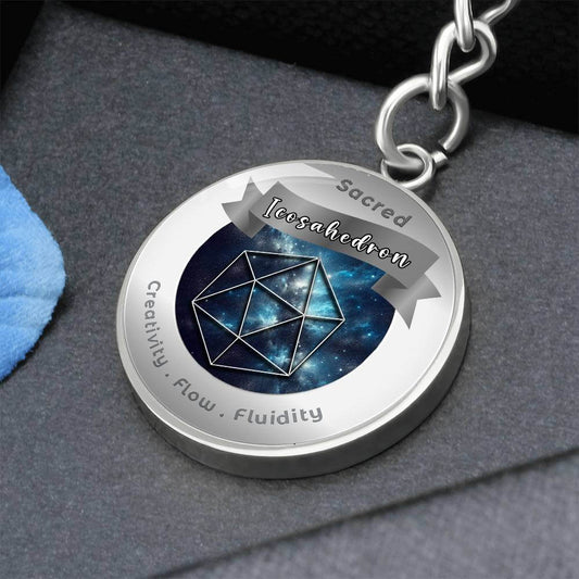 Icosahedron - Charm Keychain - This Luxury Charm Keychain is more than just a keyring — it’s an empowering expression of your dreams, intentions, and personal energy.Featuring an original design with meaningful affirmations, symbols, or imagery, each char