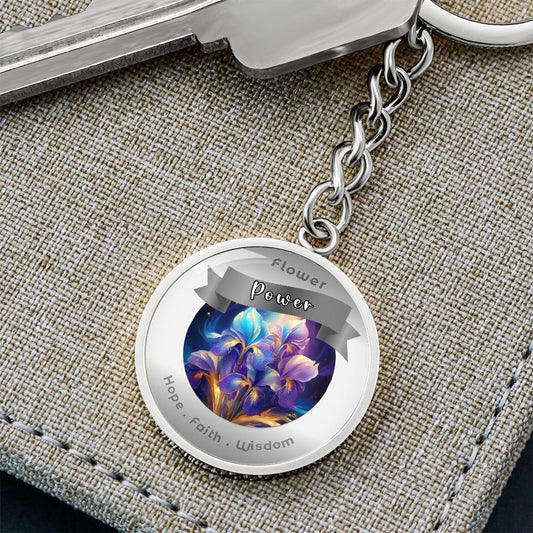 Iris - Charm Keychain - This Luxury Charm Keychain is more than just a keyring — it’s an empowering expression of your dreams, intentions, and personal energy.Featuring an original design with meaningful affirmations, symbols, or imagery, each charm is th