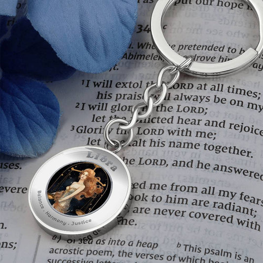 Libra - Charm Keychain - This Luxury Charm Keychain is more than just a keyring — it’s an empowering expression of your dreams, intentions, and personal energy.Featuring an original design with meaningful affirmations, symbols, or imagery, each charm is t