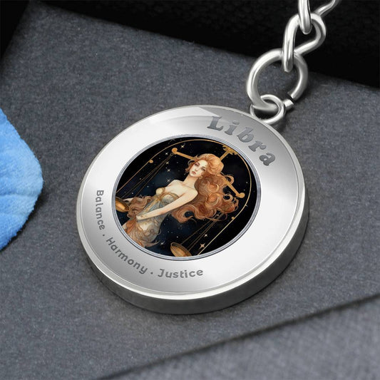 Libra - Charm Keychain - This Luxury Charm Keychain is more than just a keyring — it’s an empowering expression of your dreams, intentions, and personal energy.Featuring an original design with meaningful affirmations, symbols, or imagery, each charm is t