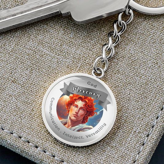 Mercury- Charm Keychain For Communication Intellect Versatility ShineOn Fulfillment