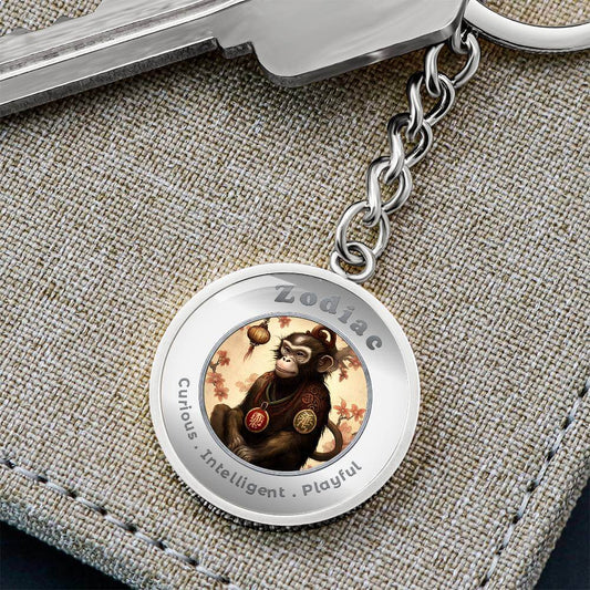 Monkey - Chinese Zodiac - Charm Keychain - This Luxury Charm Keychain is more than just a keyring — it’s an empowering expression of your dreams, intentions, and personal energy.Featuring an original design with meaningful affirmations, symbols, or imager