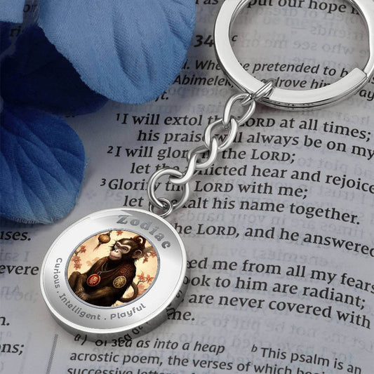 Monkey - Chinese Zodiac - Charm Keychain - This Luxury Charm Keychain is more than just a keyring — it’s an empowering expression of your dreams, intentions, and personal energy.Featuring an original design with meaningful affirmations, symbols, or imager