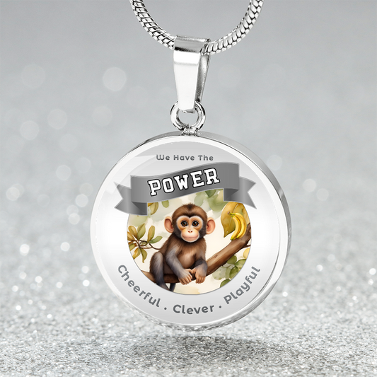 Monkey - Power Animal Charm Necklace - Cheerful Clever Playful ShineOn Fulfillment
