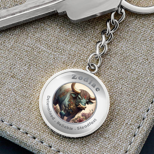Ox - Chinese Zodiac - Charm Keychain - This Luxury Charm Keychain is more than just a keyring — it’s an empowering expression of your dreams, intentions, and personal energy.Featuring an original design with meaningful affirmations, symbols, or imagery, e