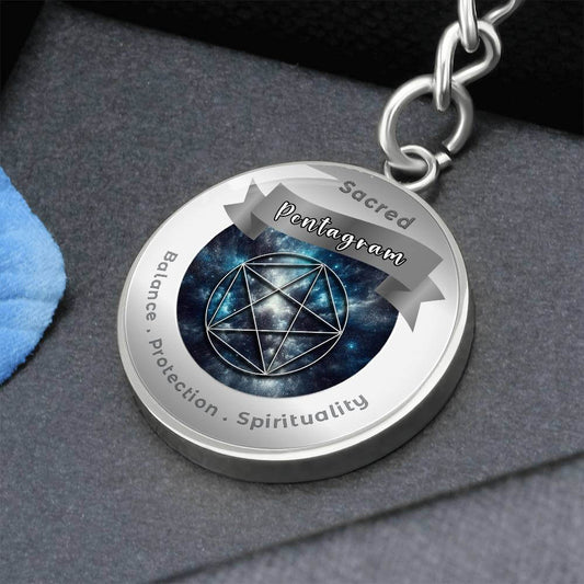 Pentagram - Charm Keychain - This Luxury Charm Keychain is more than just a keyring — it’s an empowering expression of your dreams, intentions, and personal energy.Featuring an original design with meaningful affirmations, symbols, or imagery, each charm