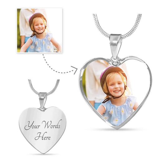 Personalized Heart Necklace - Upload Your Own Image - 🩶 Personalized Heart Necklace – Turn everyday wear into a meaningful ritual. This pendant is more than jewelry - it’s your personal canvas for memories, affirmations, and inspiration. Upload your imag