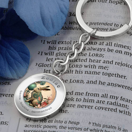 Rabbit - Chinese Zodiac - Charm Keychain - This Luxury Charm Keychain is more than just a keyring — it’s an empowering expression of your dreams, intentions, and personal energy.Featuring an original design with meaningful affirmations, symbols, or imager