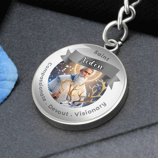 Saint Aiden Charm Keychain- Compassion, Devout & Visionary ShineOn Fulfillment