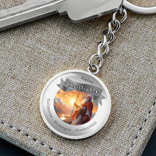 Saint Christopher - Charm Keychain For Guidance Strength Protection ShineOn Fulfillment
