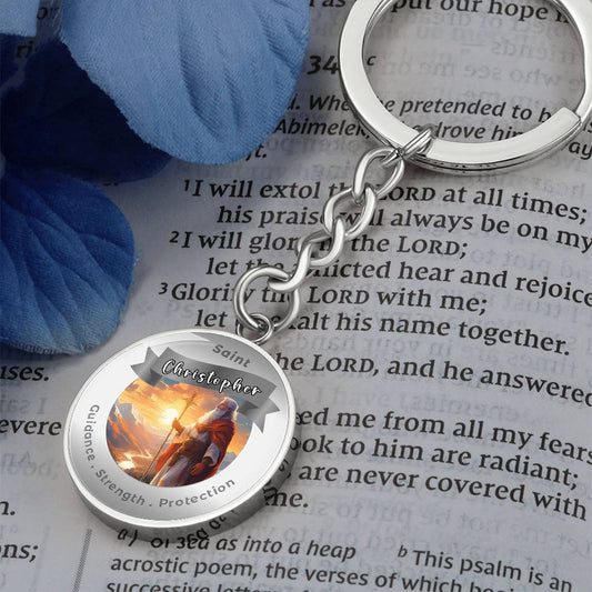 Saint Christopher - Charm Keychain For Guidance Strength Protection ShineOn Fulfillment