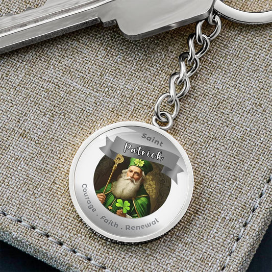Saint Patrick - Charm Keychain For Courage Faith Renewal ShineOn Fulfillment