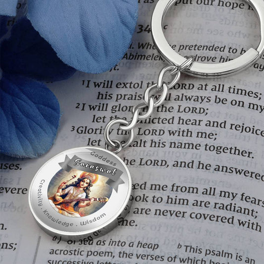 Saraswati - Charm Keychain For Creativity Knowledge Wisdom ShineOn Fulfillment