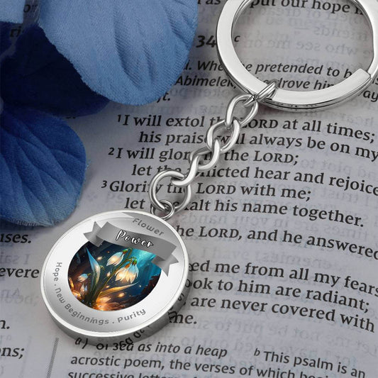 Snowdrop - Charm Keychain For Hope New Beginnings Purity ShineOn Fulfillment