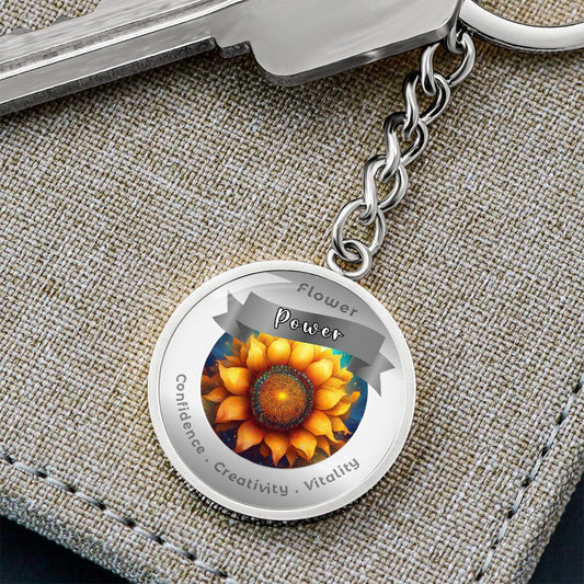 Sunflower - Charm Keychain - This Luxury Charm Keychain is more than just a keyring — it’s an empowering expression of your dreams, intentions, and personal energy.Featuring an original design with meaningful affirmations, symbols, or imagery, each charm