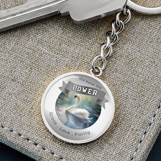 Swan Power Animal Charm Keychain ShineOn Fulfillment