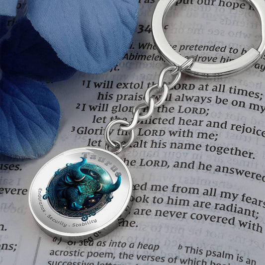 Taurus - Charm Keychain - This Luxury Charm Keychain is more than just a keyring — it’s an empowering expression of your dreams, intentions, and personal energy.Featuring an original design with meaningful affirmations, symbols, or imagery, each charm is