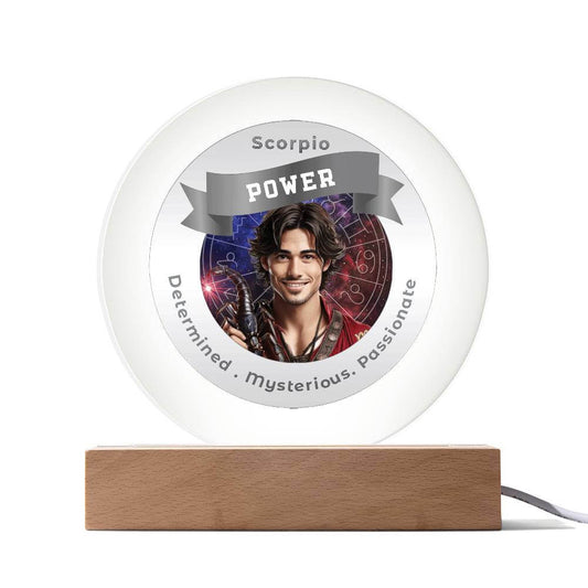 Radiant LED Light - Divine Masculine Scorpio - This Radiant LED Night Light is more than just a decorative accent — it’s a glowing reflection of your journey, dreams, and intentions. Thoughtfully designed to inspire, it features powerful affirmations, sac