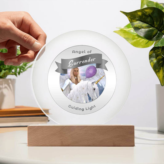Radiant LED Light -Guardian Angel - Surrender - This Radiant LED Night Light is more than just a decorative accent — it’s a glowing reflection of your journey, dreams, and intentions. Thoughtfully designed to inspire, it features powerful affirmations, sa