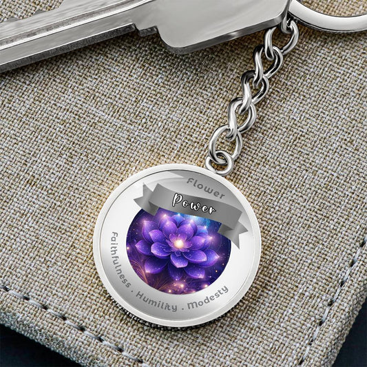 Violet - Charm Keychain - This Luxury Charm Keychain is more than just a keyring — it’s an empowering expression of your dreams, intentions, and personal energy.Featuring an original design with meaningful affirmations, symbols, or imagery, each charm is
