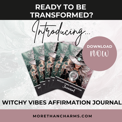 Witchy Vibes Charm Journal - Unlock the magic within and create a life filled with purpose, positivity, and power. 🌙✨ This enchanting journal is your sacred space to connect with your inner witch, embrace your creative energy, and manifest your desires.