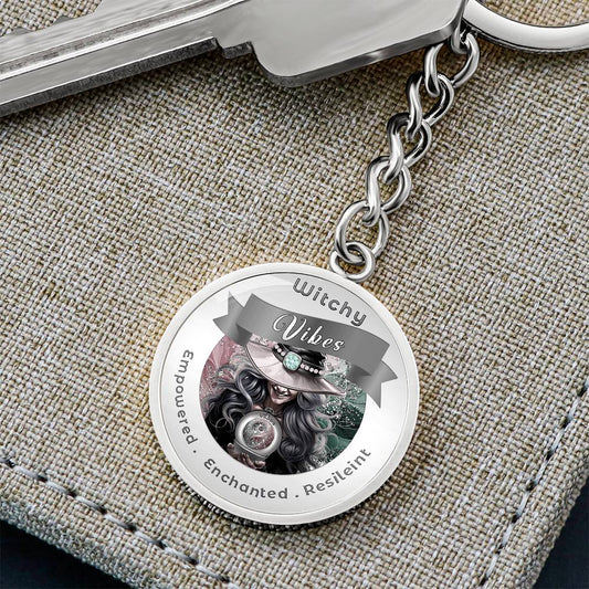 Witchy Vibes -Grey - Charm Keychain - This Luxury Charm Necklace is more than just an accessory — it’s a soulful expression of your journey, dreams, and intentions. Designed with meaning, each charm carries powerful affirmation words, images, or symbols t