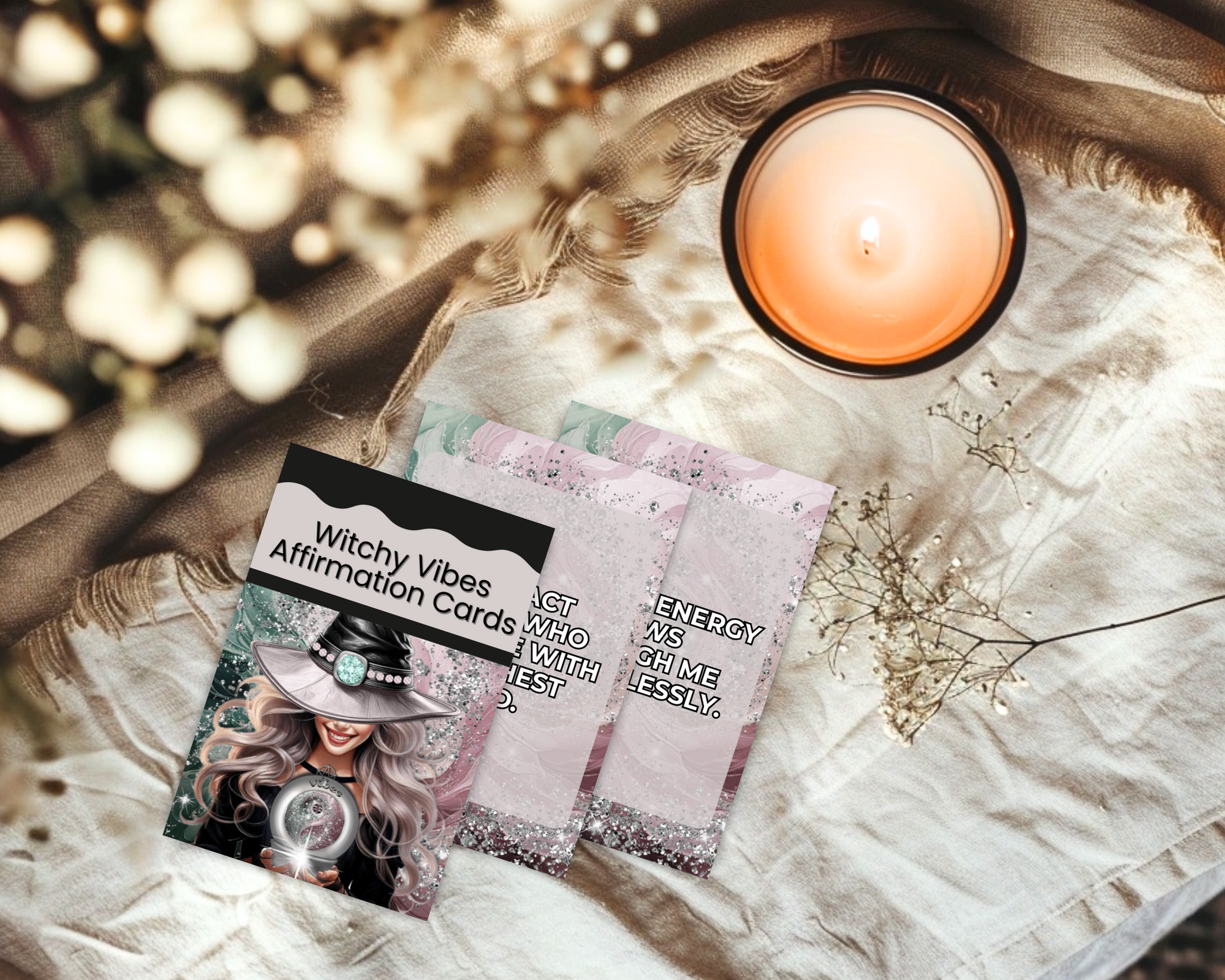Witchy Vibes Printable Charm Cards - Unleash the magic of the Universe with Witchy Vibes Affirmation Cards! Each card is crafted to infuse your practice with enchanting energies and powerful affirmations. Perfect for invoking strength, transformation, and