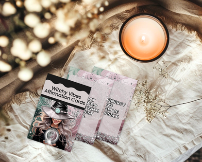 Witchy Vibes Printable Charm Cards - Unleash the magic of the Universe with Witchy Vibes Affirmation Cards! Each card is crafted to infuse your practice with enchanting energies and powerful affirmations. Perfect for invoking strength, transformation, and