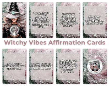 Witchy Vibes Printable Charm Cards - Unleash the magic of the Universe with Witchy Vibes Affirmation Cards! Each card is crafted to infuse your practice with enchanting energies and powerful affirmations. Perfect for invoking strength, transformation, and
