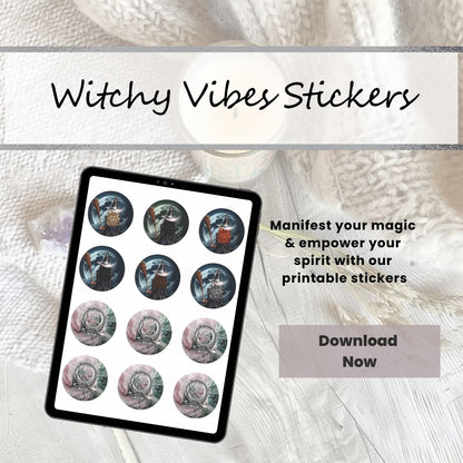 Witchy Vibes Printable Stickers - Printable Stickers: Add Sparkle to Your World! Bring enchantment to your creative projects with Witchy Vibes Printable Stickers! Straight from the Universe, this mystical collection is here to transform your world into a