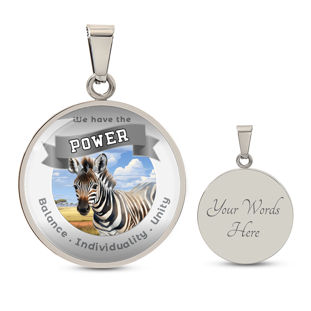 Zebra - Power Animal Affirmation Necklace - Balance Individuality Unity - More Than CharmsMore Than Charms