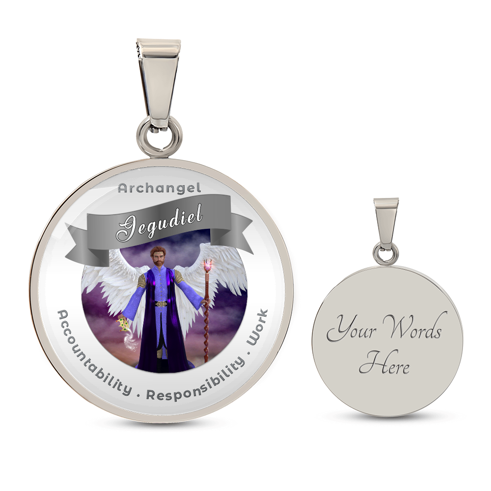 Archangel Jegudiel - Affirmation Necklace For Accountability, Mercy, Responsibility & Work - More Than CharmsMore Than Charms