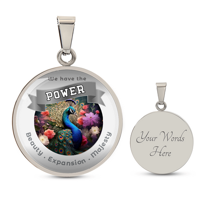 Peacock - Power Animal Affirmation Necklace - Beauty Expansion Majesty - More Than CharmsMore Than Charms