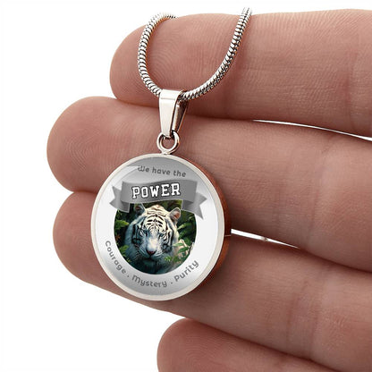 White Tiger - Power Animal Affirmation Necklace - Courage Mystery Purity - More Than CharmsMore Than Charms