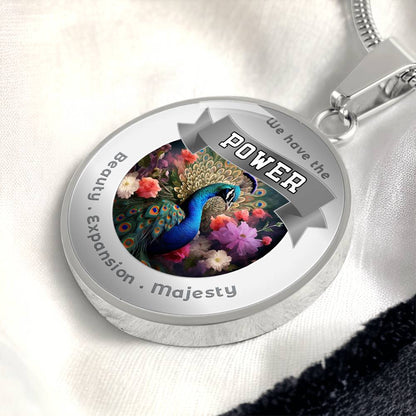 Peacock - Power Animal Affirmation Necklace - Beauty Expansion Majesty - More Than CharmsMore Than Charms