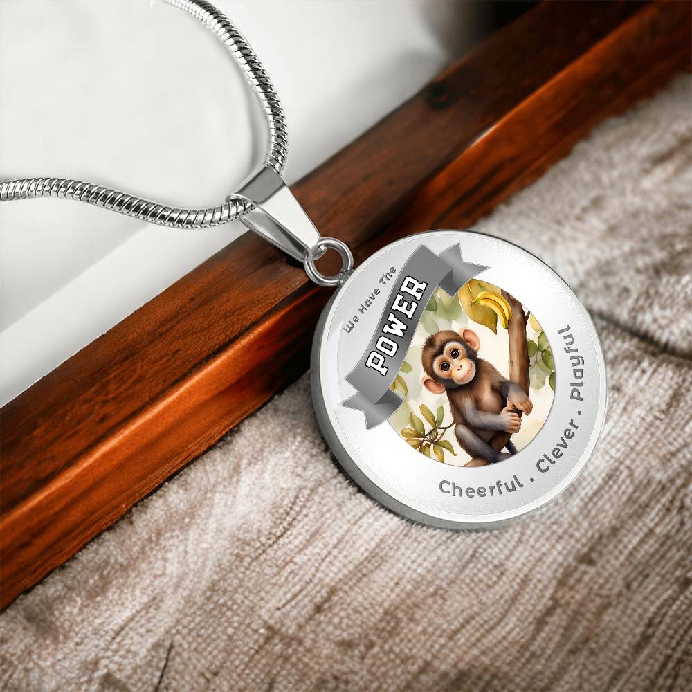 Monkey - Power Animal Affirmation Necklace - Cheerful Clever Playful- More Than CharmsMore Than Charms