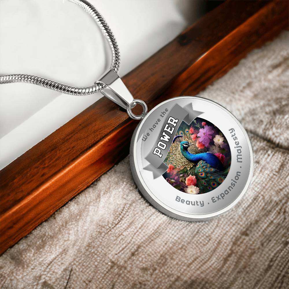 Peacock - Power Animal Affirmation Necklace - Beauty Expansion Majesty - More Than CharmsMore Than Charms