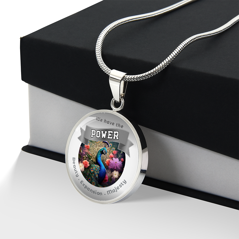 Peacock - Power Animal Affirmation Necklace - Beauty Expansion Majesty - More Than CharmsMore Than Charms