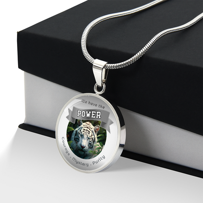 White Tiger - Power Animal Affirmation Necklace - Courage Mystery Purity - More Than CharmsMore Than Charms