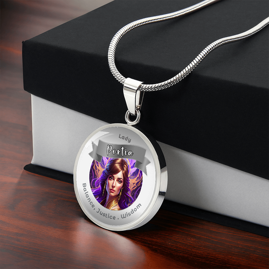 Lady Portia - Charm Necklace For Balance, Justice & Wisdom - This Luxury Charm Necklace is more than just an accessory — it’s a soulful expression of your journey, dreams, and intentions. Designed with meaning, each charm carries powerful affirmation word