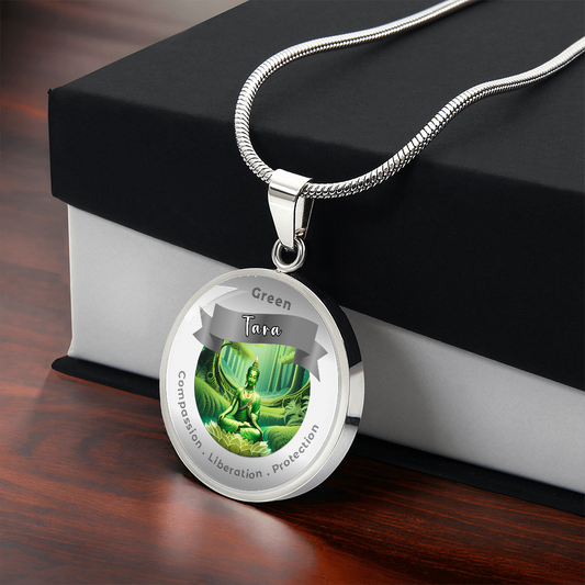 Green Tara - Charm Necklace - This Luxury Charm Necklace is more than just an accessory — it’s a soulful expression of your journey, dreams, and intentions. Designed with meaning, each charm carries powerful affirmation words, images, or symbols that spea