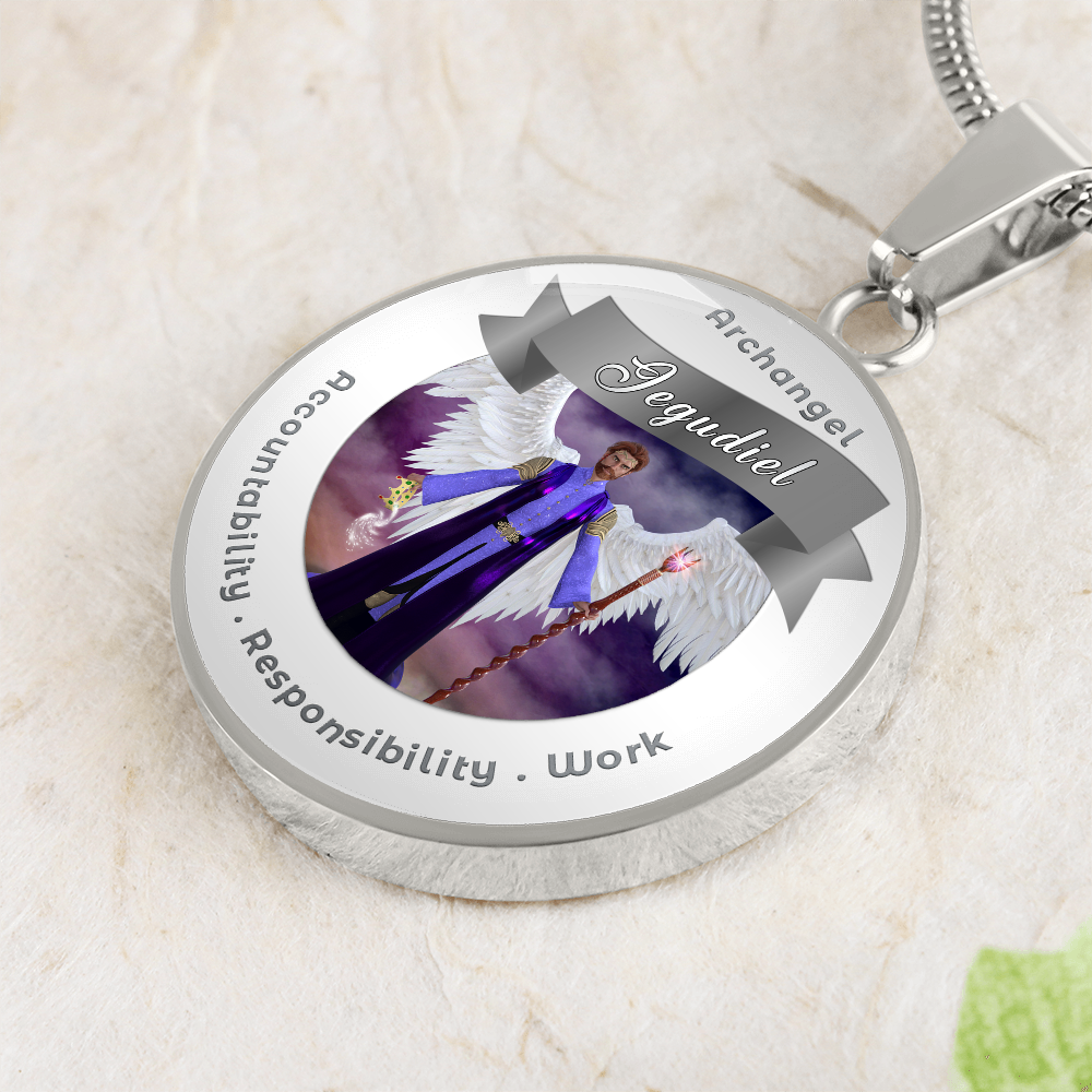 Archangel Jegudiel - Affirmation Necklace For Accountability, Mercy, Responsibility & Work - More Than CharmsMore Than Charms