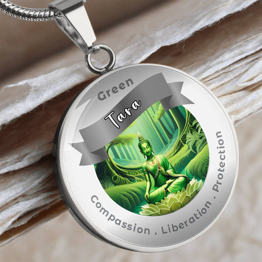 Green Tara - Charm Necklace - This Luxury Charm Necklace is more than just an accessory — it’s a soulful expression of your journey, dreams, and intentions. Designed with meaning, each charm carries powerful affirmation words, images, or symbols that spea