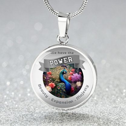 Peacock - Power Animal Affirmation Necklace - Beauty Expansion Majesty - More Than CharmsMore Than Charms