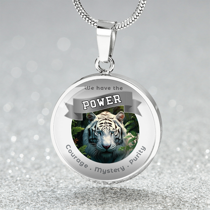 White Tiger - Power Animal Affirmation Necklace - Courage Mystery Purity - More Than CharmsMore Than Charms