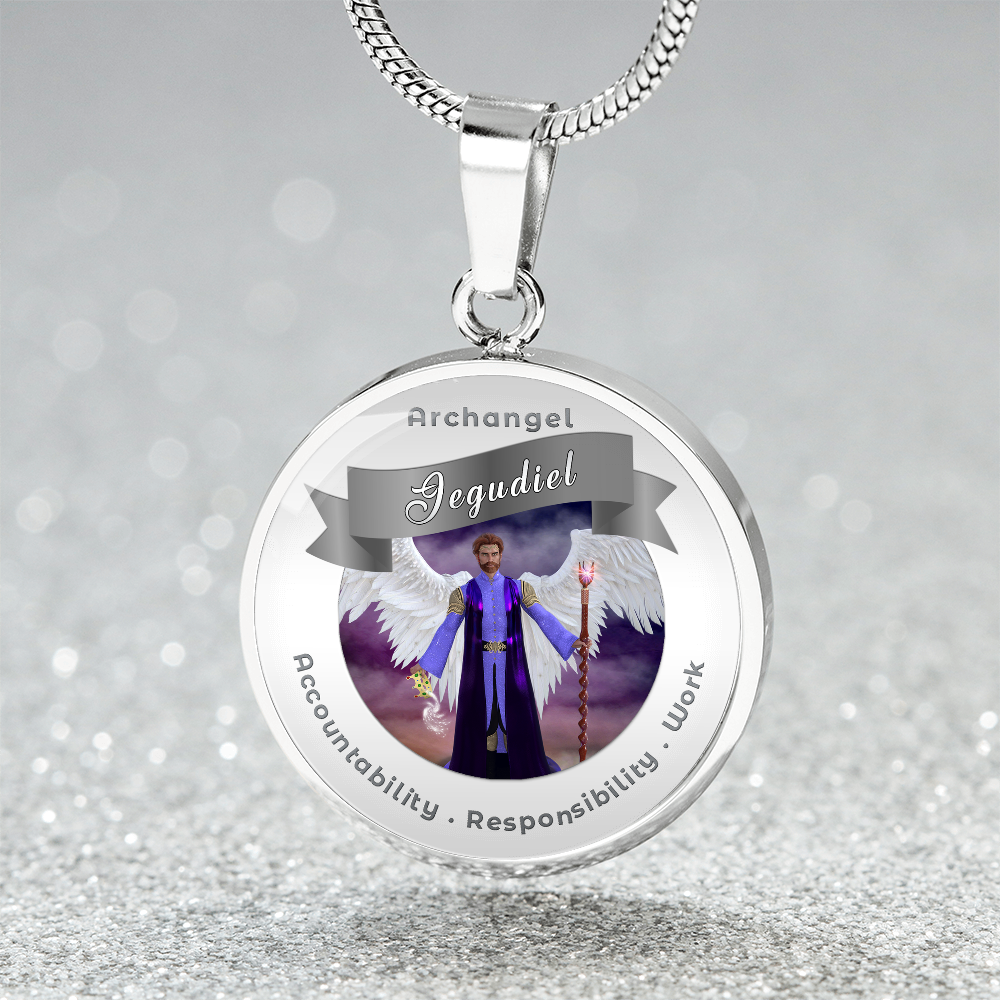 Archangel Jegudiel - Affirmation Necklace For Accountability, Mercy, Responsibility & Work - More Than CharmsMore Than Charms