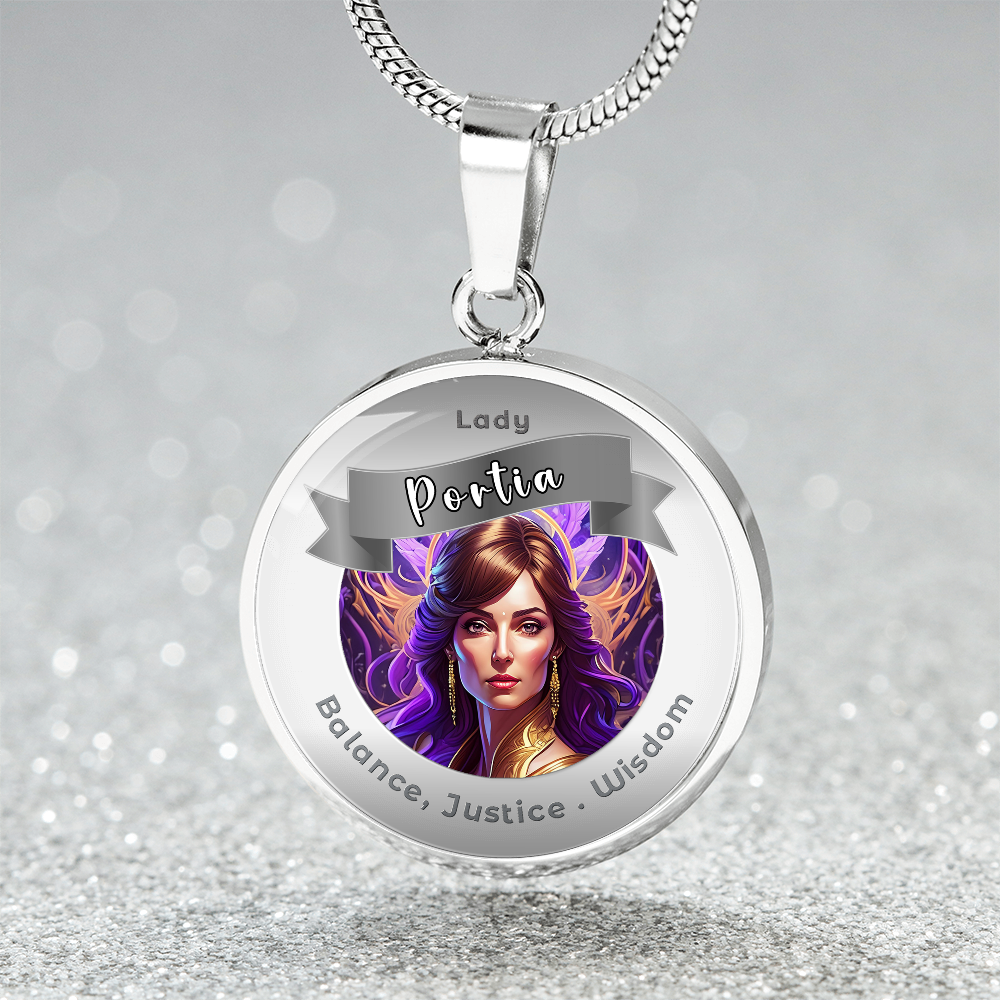 Lady Portia - Affirmation Necklace For Balance, Justice & Wisdom - More Than CharmsMore Than Charms