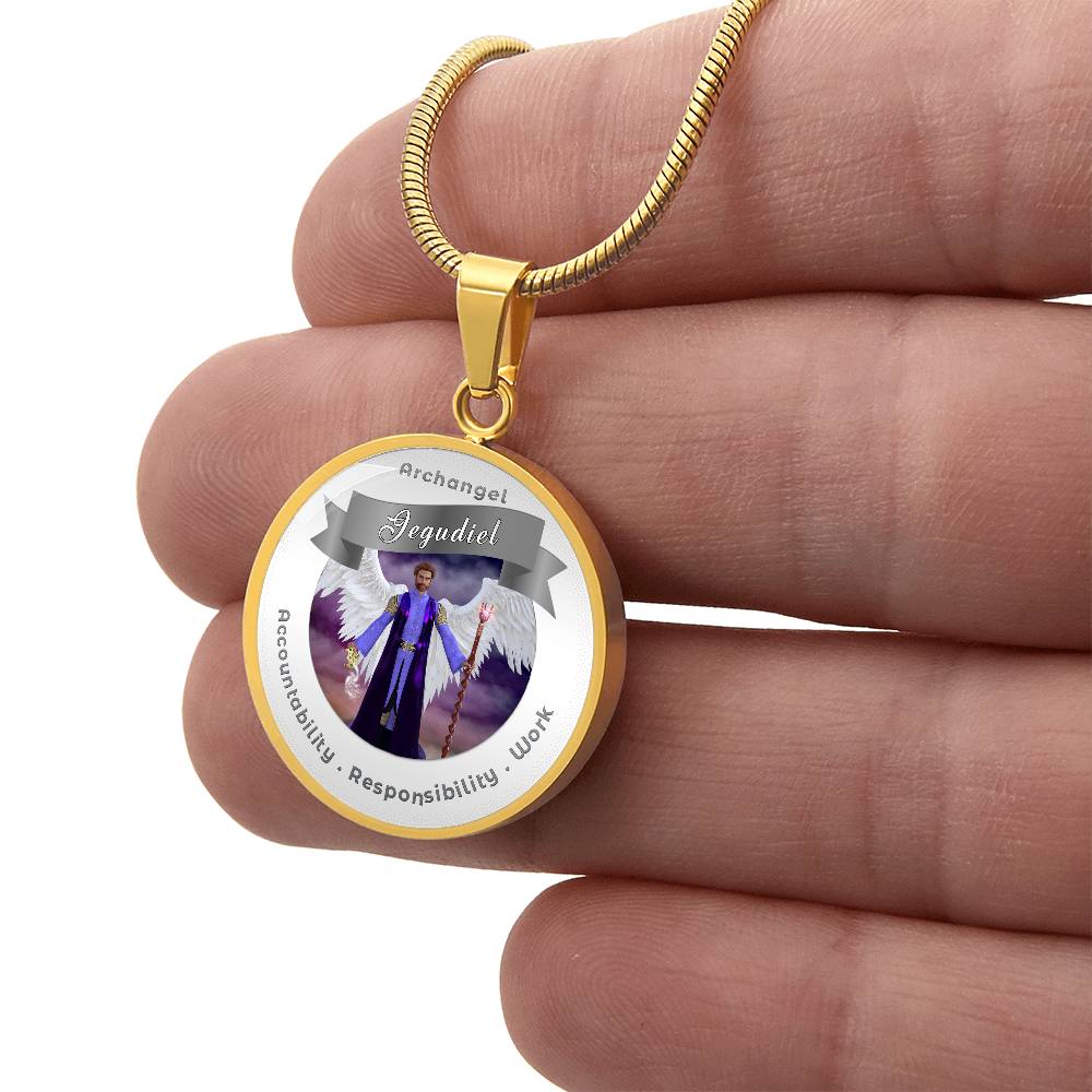 Archangel Jegudiel - Affirmation Necklace For Accountability, Mercy, Responsibility & Work - More Than CharmsMore Than Charms