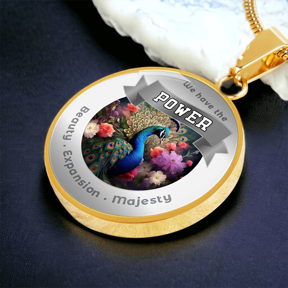 Peacock - Power Animal Affirmation Necklace - Beauty Expansion Majesty - More Than CharmsMore Than Charms